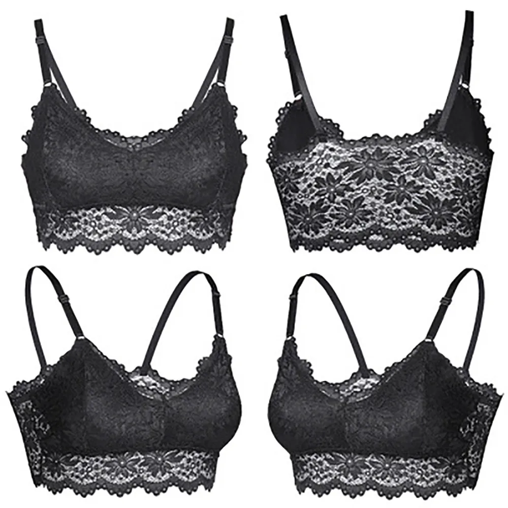 Для женщин топы с бюстгальтером без косточек пикантные однотонные Bra Top Однотонный жилет кружевные бесшовные дышащее с эффектом push-up комплект нижнего белья Комплект koronkowy топик кружевной# E