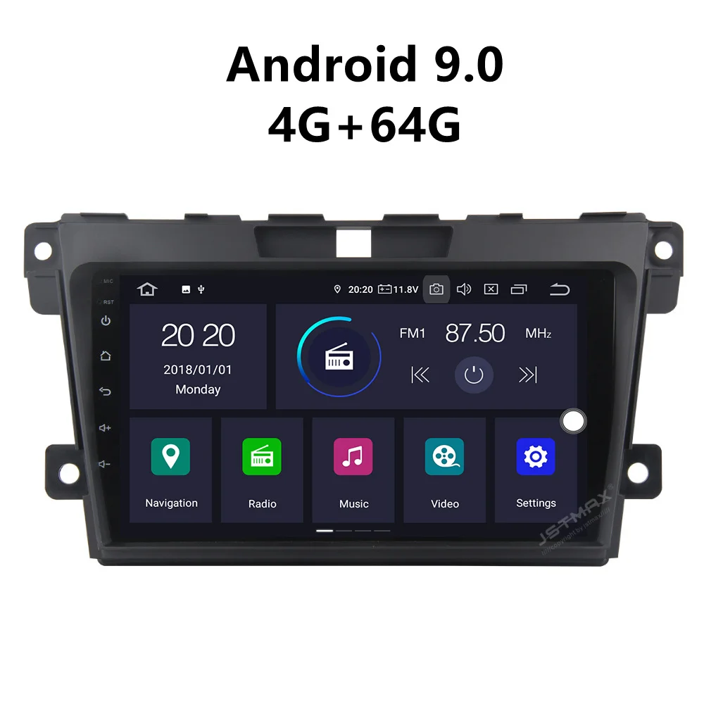JSTMAX 9'' Android 9.0 4G + 64G ISP Screen Car DVD Radio Stereo GPS Player For Mazda CX7 CX 7 CX-7 2009 2010 2011 2012 2013 2014 |