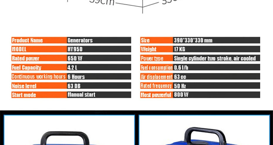 650W Портативный бензиновый генератор 220V AC Выход бесшумный Кемпинг инвертор генераторная установка