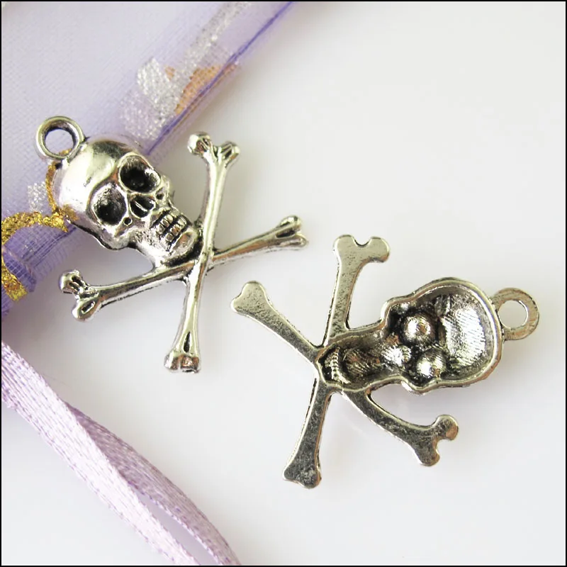 Новый 20 шт. Тибетский серебристый цвет Хэллоуин Подвески черепа 21x24mm|Шармы| |