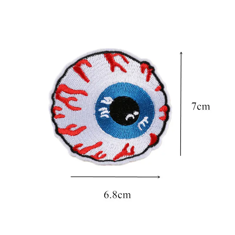 Вышитые патчи Eyeball Кровопролитный пришить термоклейкий значок для заклепки