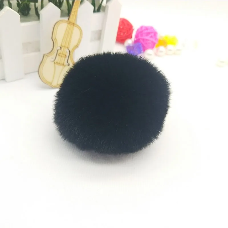 Black 8 см шарик из искусственного кроличьего меха брелок помпон пушистая прекрасная цепочка для ключа брелок симпатичный помпон Pom Porte Clef для женщин Сумка Подвески Игрушки - Цвет: Black