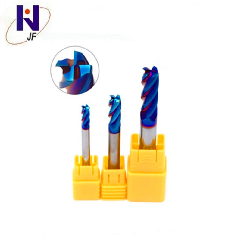 JF GEK endmill 5pcs/set 2R0.5*6*D4*50*4F HRC65 Carbide 4 Flute Corner Radius End Mills HRC60 Blue NaCo to cut hard material | Инструменты