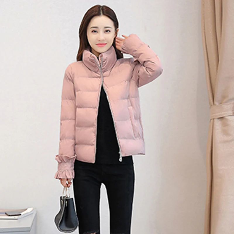 

2019 new fashion autumn Winter short Down cotton jacket Women Bell sleeve Thicken Down Cotton Jacket cc195