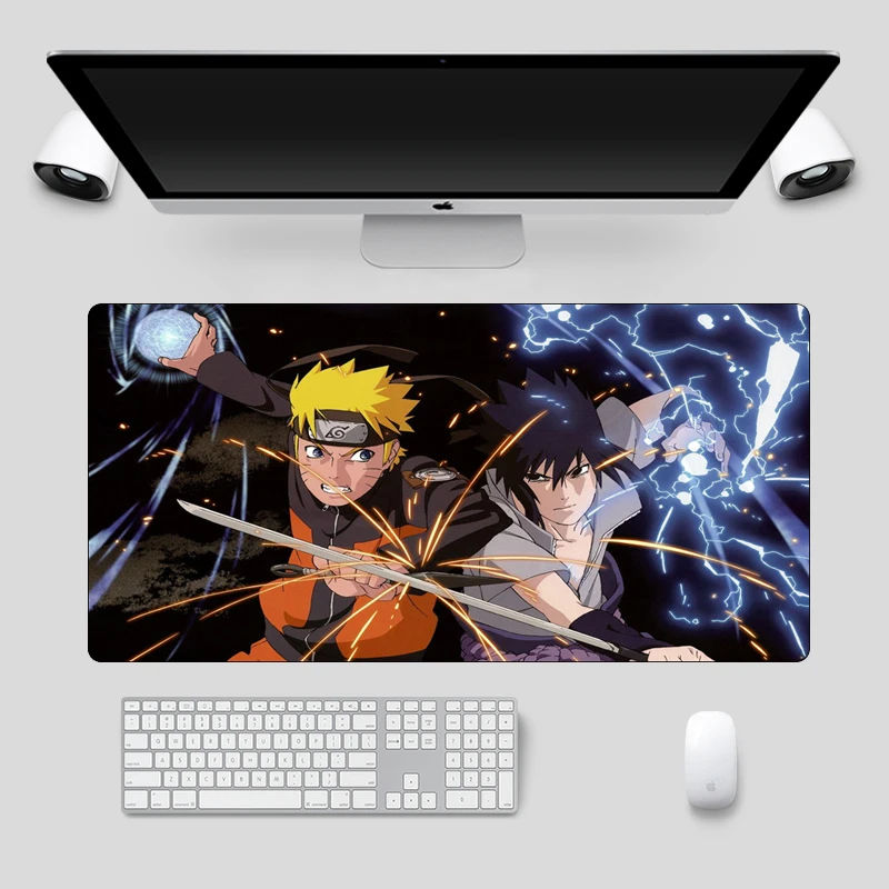 Большой игровой коврик для мыши XL дуэли Наруто Otaku Аниме Коврик с фиксируемыми