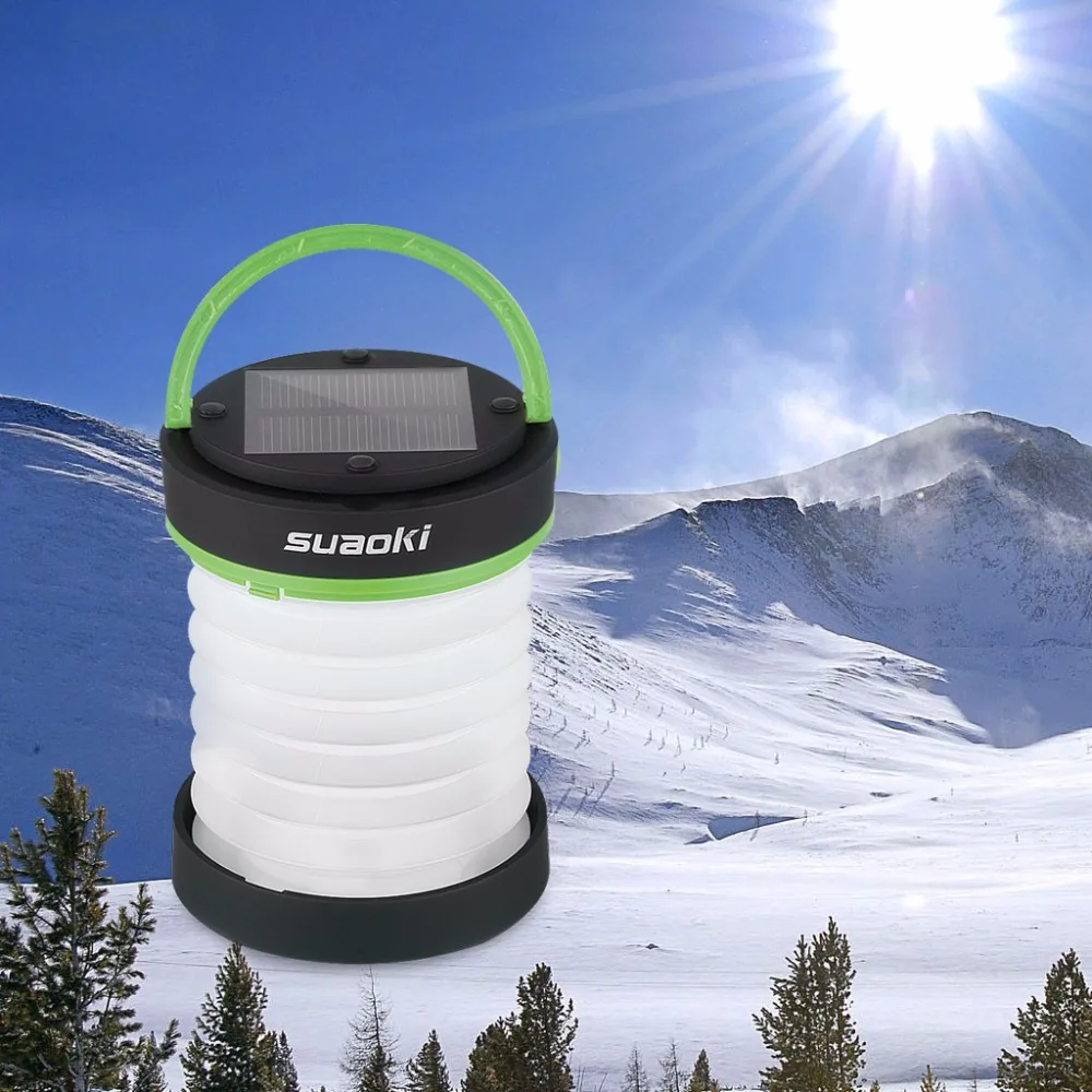 Suaoki солнечная панель 800mAh фонарь и USB Перезаряжаемый фонарь, светильник-вспышка, складной светильник, водонепроницаемый для кемпинга, пеших прогулок, зеленый