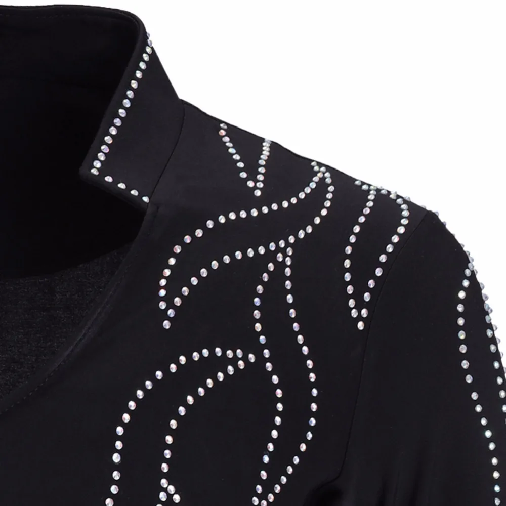 Мужские топы для латинских танцев 2020 стразы v-образный вырез рубашка одежда