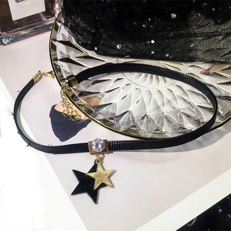 Пятиконечная звезда ключицы цепи женское короткое ожерелье японские и корейские