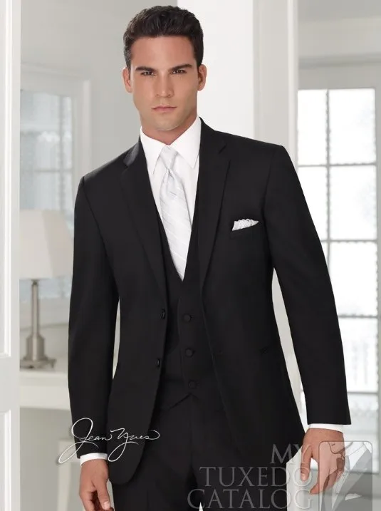 

New Fashion Mens Black Suits Jacket Pants Formal Dress Men Suit men wedding suits groom tuxedos 2015 (jacket+pants+vest+tie))