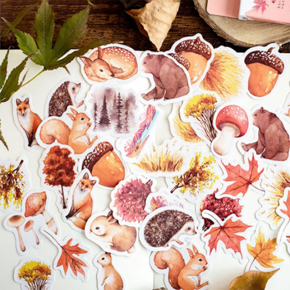 46 шт./компл. наклейки с лесными животными Kawaii Канцтовары Papeleria DIY Скрапбукинг