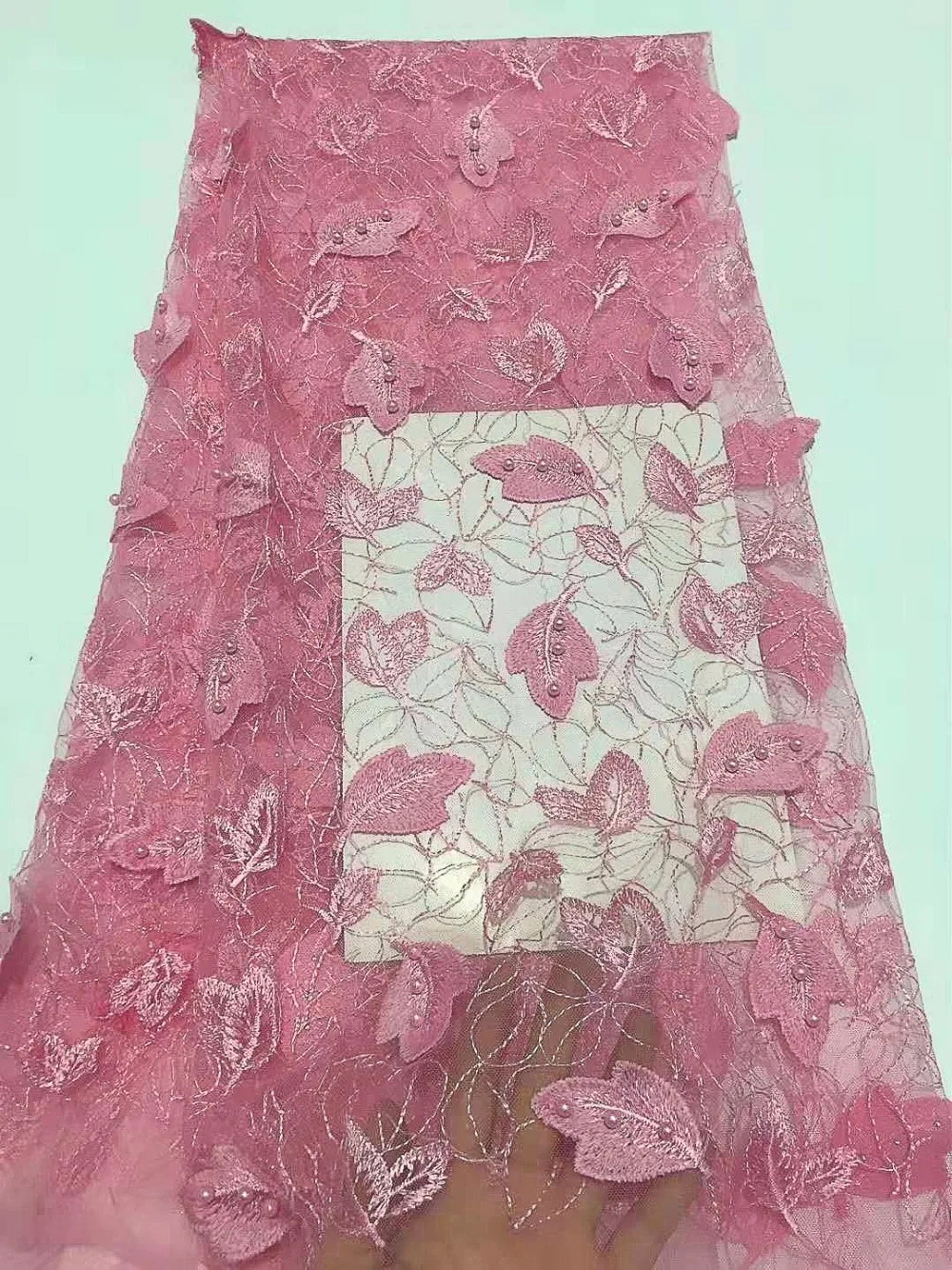 Lasui 5 ярдов/лот 8 цветов африканская кружевная ткань wide150cm3D лист nailbead для платья