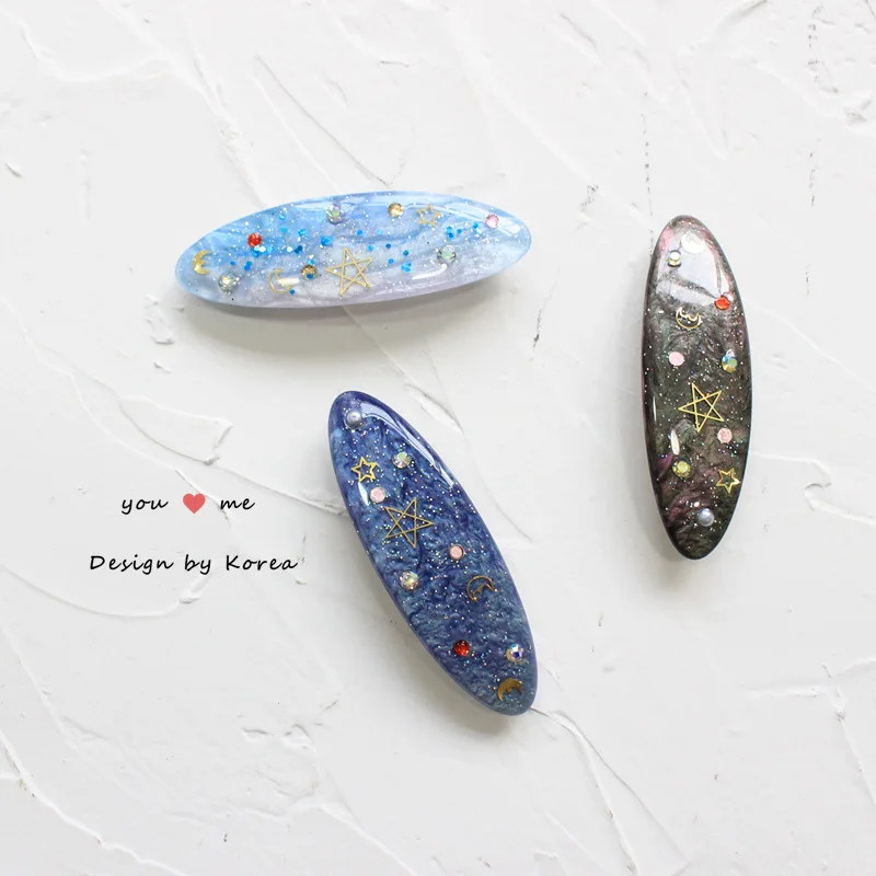 Ins/корейский стиль Блестящие Блестки Винтажная заколка для волос милые синий