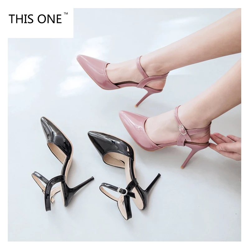 Хит продаж женские туфли гладиаторы HTIS ONE на тонких высоких каблуках с острым