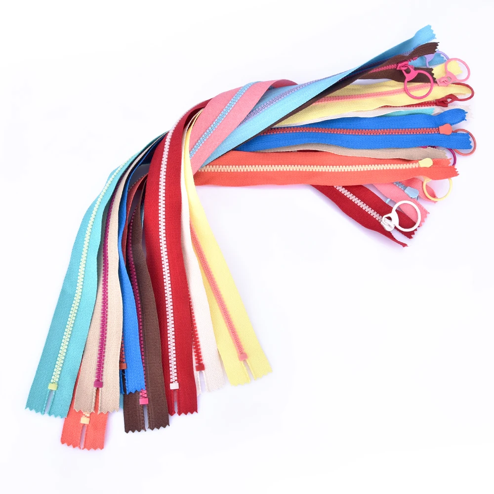 10 шт. 20 см Пластик смолы застежек-молний с подъемное кольцо Quoit красочные