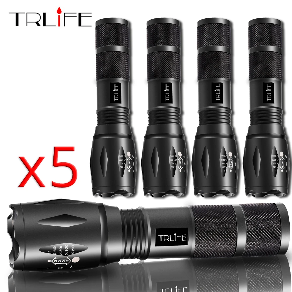 

1/3/5PCS 8000LM Tactical LED Flashlight V6/L2/T6 Zoomable Torch Waterproof Bicycle Lamp 5 Modes By 1x18650 or 3xAAA Battery Lamp