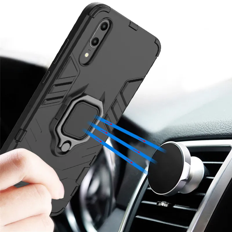 SPACSE Magnetic Holder Phone Case for Huawei P20 Lite Armor Finger Ring Stand Capa For Pro Back Fundas |