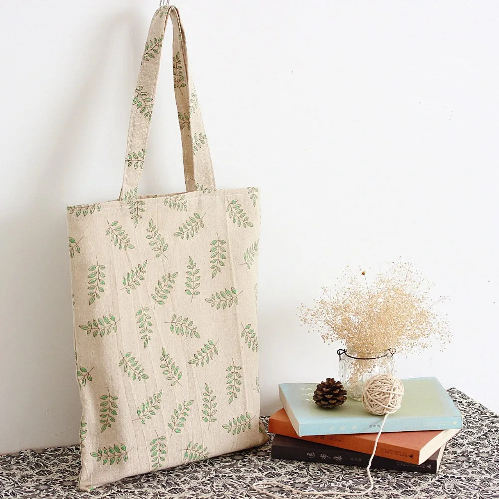 

Сумка-тоут YILE для покупок из хлопка и льна, Экологически чистая многоразовая Сумочка с принтом, зеленая, оливковая ветка, L017