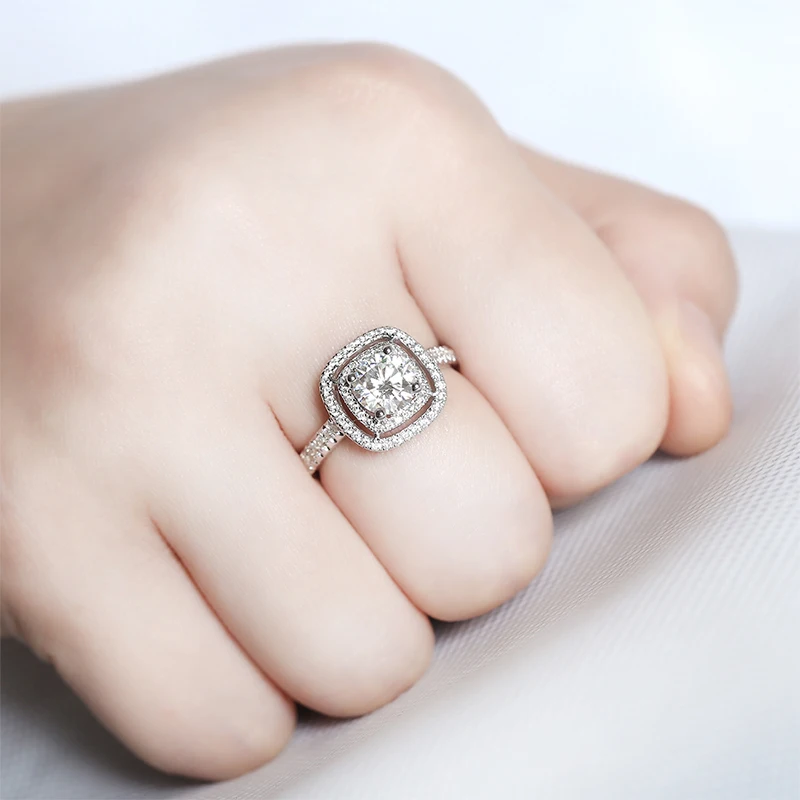 Женское Обручальное Кольцо TransGems Double Halo розовое золото 14 к 585 пробы 1ct | Украшения и