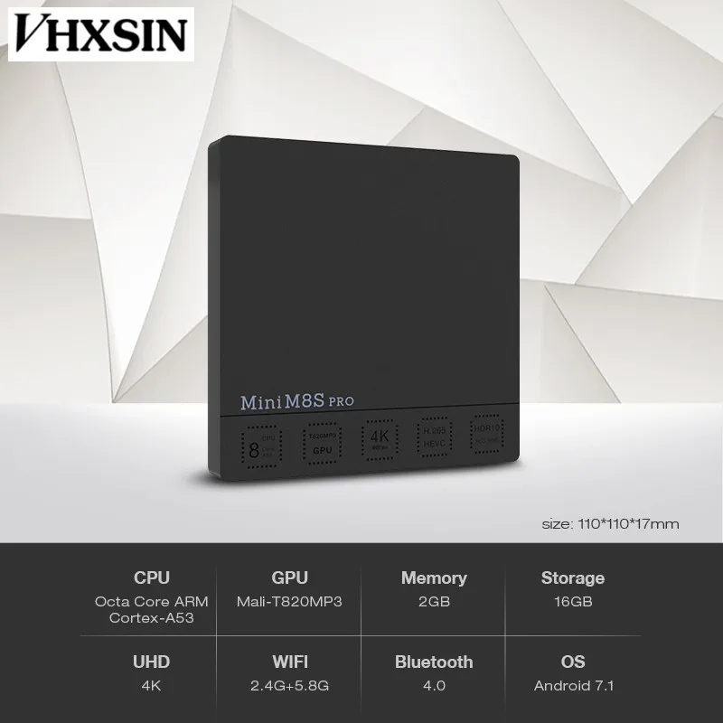 ТВ-приставка VHXSIN Mini M8S Pro 5 шт. Android 7 1 четырехъядерный процессор Amlogic S905X умная DDR3 2