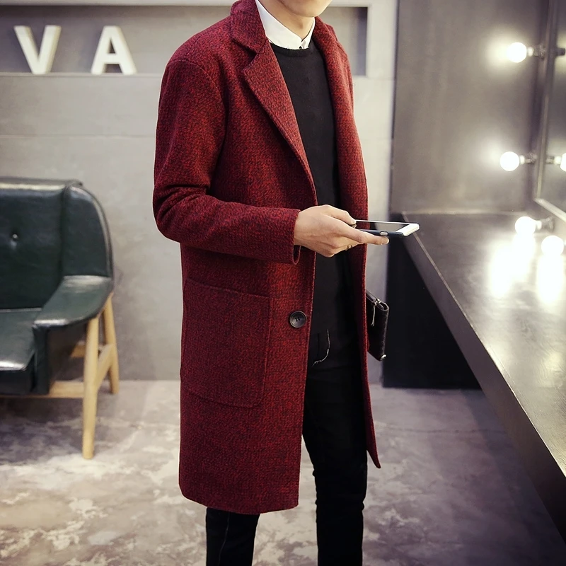 2018 Новый весна осень мужские зимние куртки шерстяные бленды бушлат Мужская