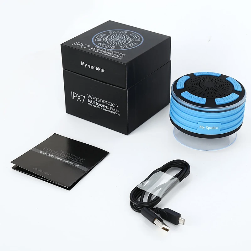 Синий Светодиодный светильник водонепроницаемый беспроводной Bluetooth динамик s FM Радио Душ динамик для iPhone samsung Xiaomi телефон ноутбук портативный динамик - Цвет: Синий