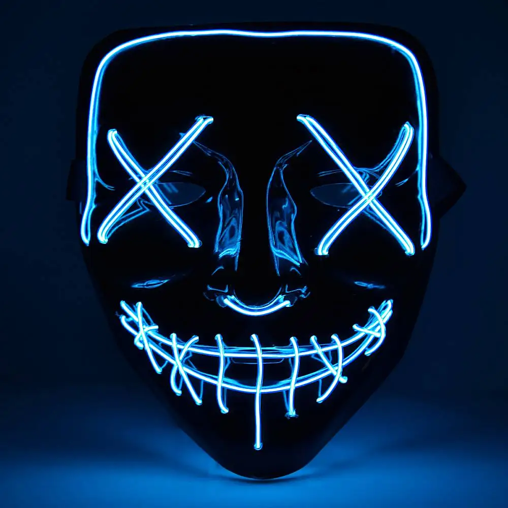 Blue Led Mask Светодиодный маска для Хэллоуина, маски для чистки, тушь для ресниц, костюм, DJ, вечерние светильник, светящиеся в темноте,, косплей из фильма, маска Payday - Цвет: Blue Led Mask