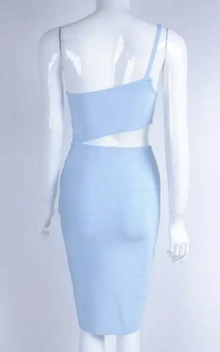 Midi Женщины Повязки Партии Летние Платья Мода Одно Плечо Sexy Талия Cut Out Рукавов Bodycon