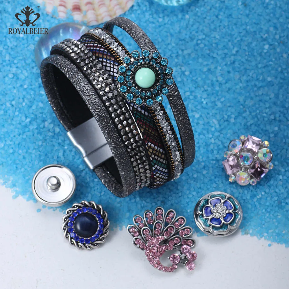 ROYALBEIER 6 цветов 1 шт. Магнит пряжка 18/20 мм снимки из искусственной кожи с