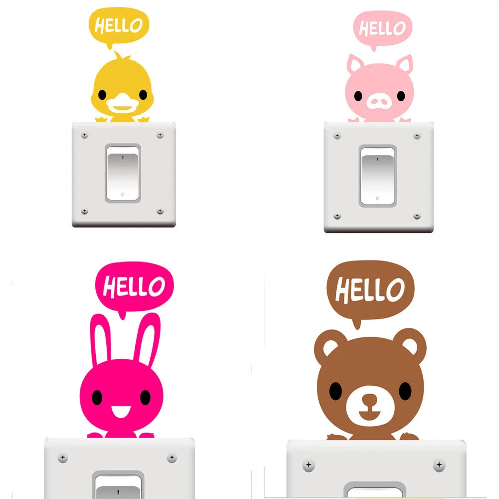Горячая Распродажа 1 шт./лот наклейки с милыми животными Hello настенные Стикеры
