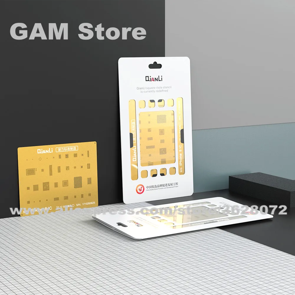 QIANLI IOS Золотой 3D BGA трафарет для iPhone 6 6Plus 6S 7 7P 8P Nand Baseband IC cpu ram A8 A9 A10 A11 Reball стальная сетка жестяная сетка