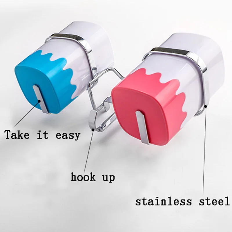 

Bathroom Toothbrush Rack Simple Stainless Steel Suction Wall Toothbrush Double Cup Holder Set Home Bathroom Accessories Set