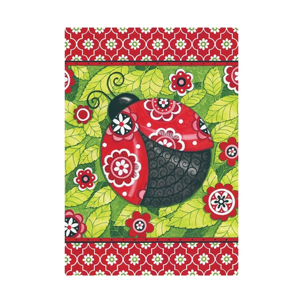 Добро пожаловать в летний Садовый флаг Божья коровка с двухсторонними