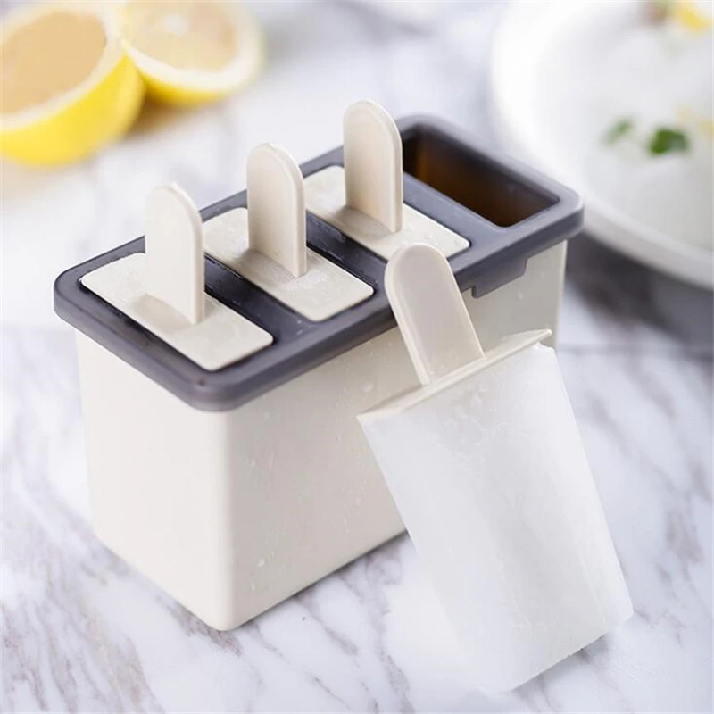 

4Pcs Ice Cream Popsicle Molds Food Grade Ice Cream Makers Rectangle Shaped Reusable DIY Frozen Ice Cream Pop Baking Moulds