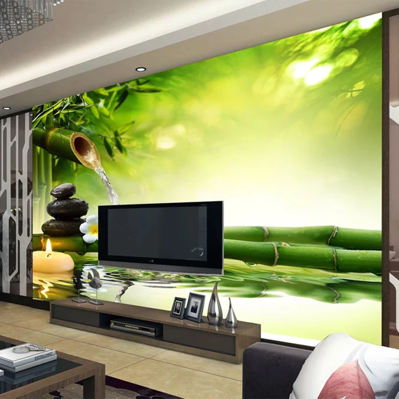 Фотообои на заказ классические зеленые бамбуковые пейзажи природа настенная