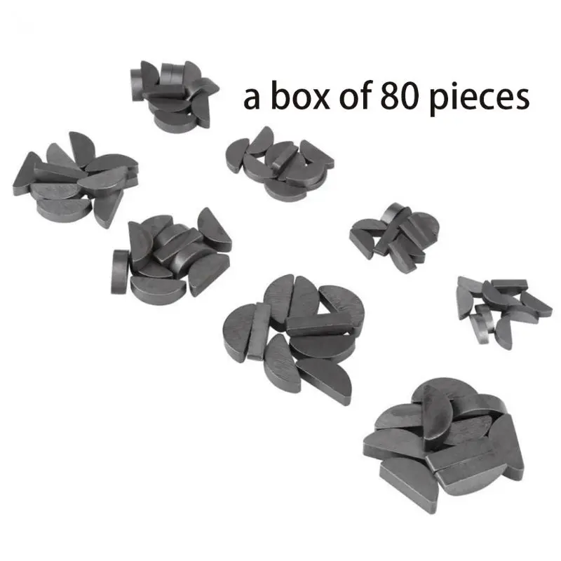 

80pcs Stainless Steel Key Assortment Set Metric Half Moon Shaft Drive Fasteners Mechanical Industry Different Sizes