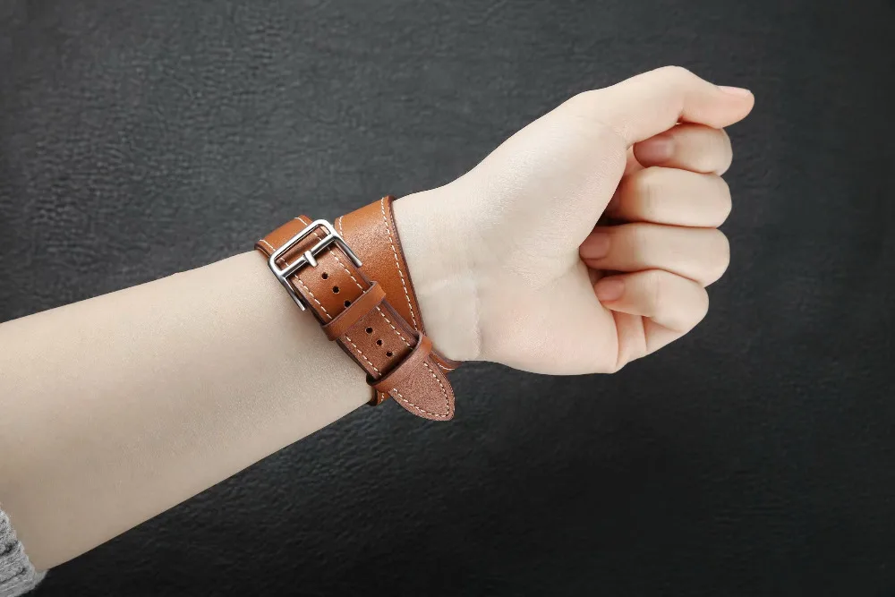 Удлиненная кожаная Петля для iwatch, ремешок для Apple Watch, двойной ремешок 38 мм, 42 мм, 40 мм, 44 мм, серия 4, 2, 3, 1, серия 5