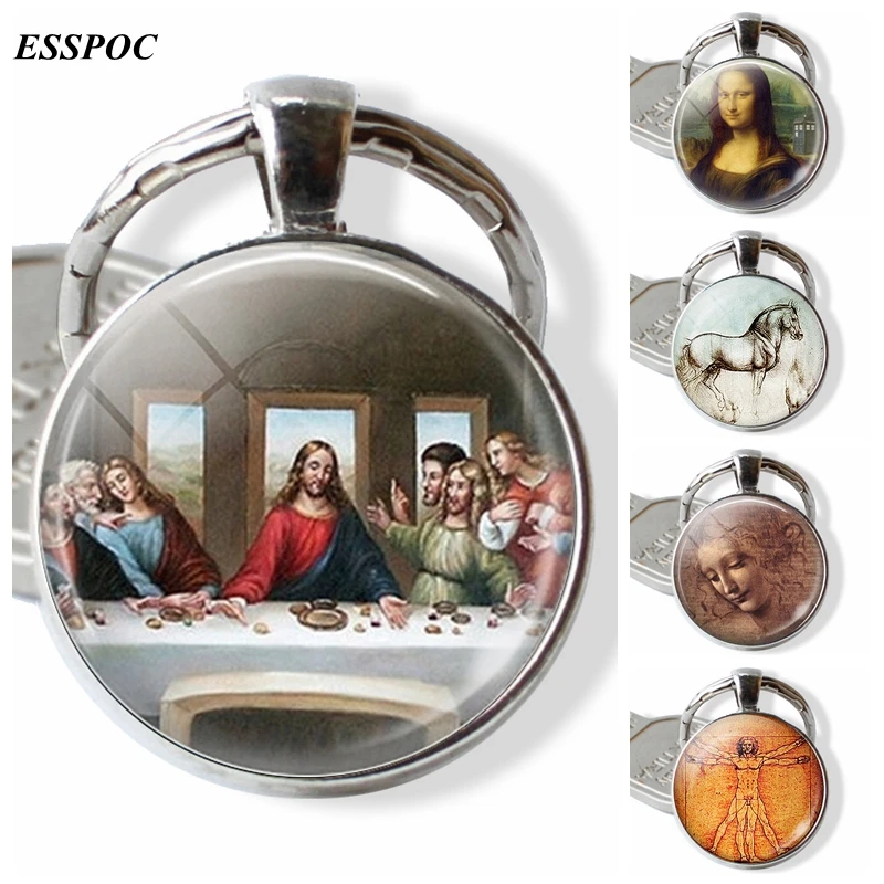 Ручная роспись от да Винчи цепочка для ключей с надписью The Last Super выпуклое кольцо