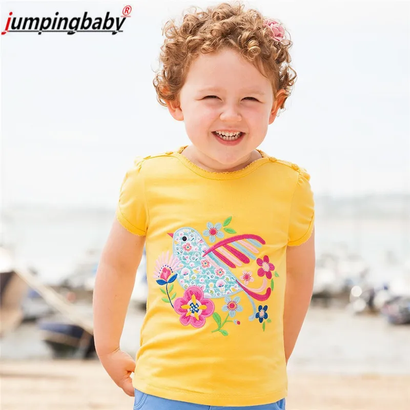 Jumingbaby/2019 футболка для девочек детская летние топы с вышивкой животных костюмы