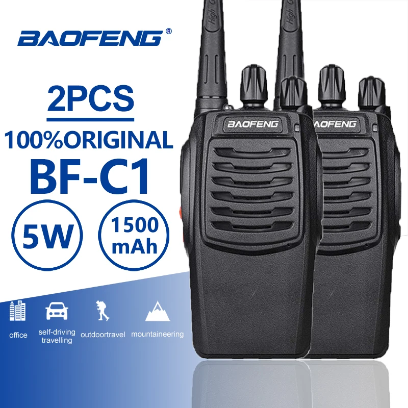 Портативная рация Baofeng BF-C1 2 шт., любительская радиостанция, УВЧ, 5 Вт, обновленная CB радиостанция, Любительская рация