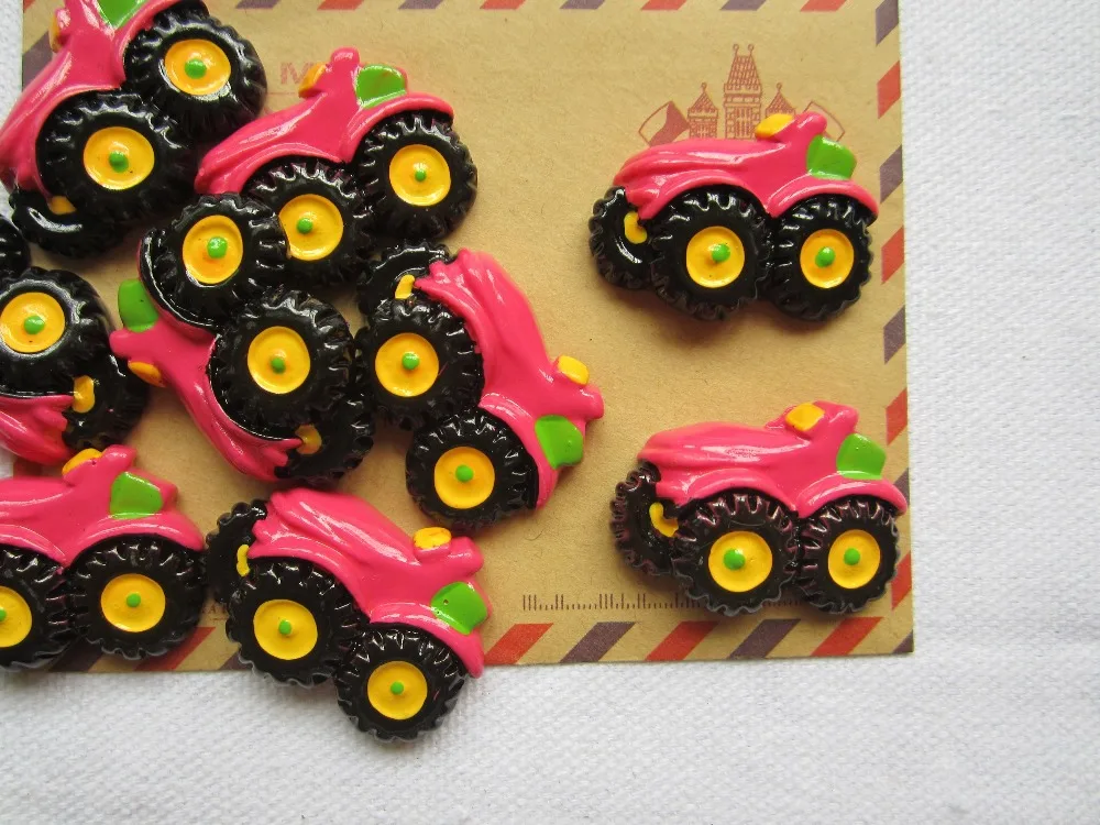 Рена! Полимерный трактор горячего розового цвета для украшения банта волос