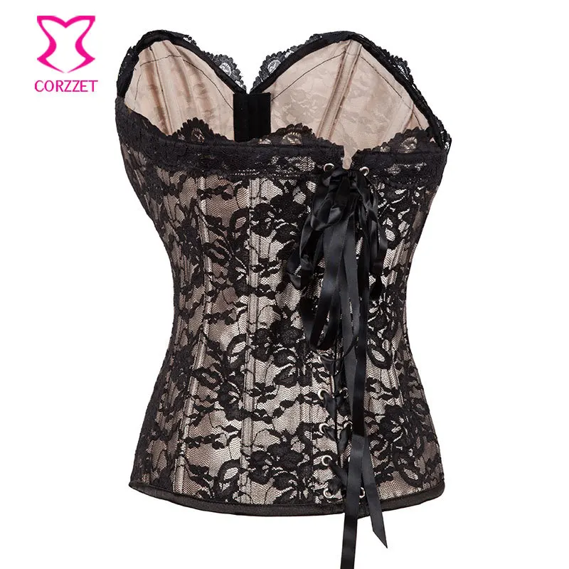 Черный цветочный кружевной и бежевый атласный лоскутный сексуальный готический