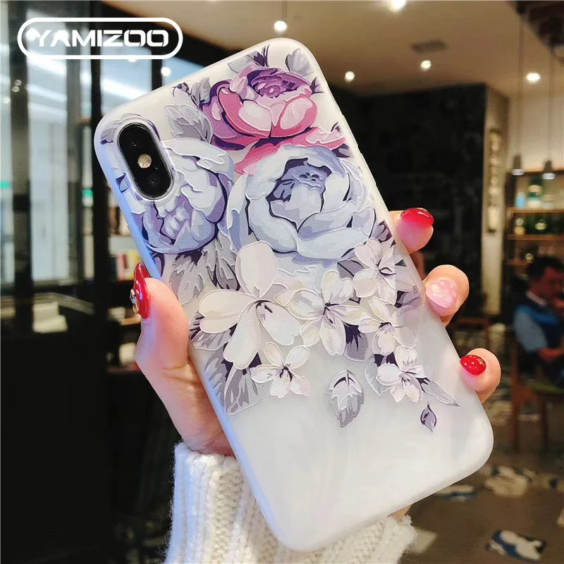 11 Pro для чехла iPhone 5S милый se 7 8 6 s Plus чехол цветок 3D рельефный телефона 5 X Xs Max Xr |