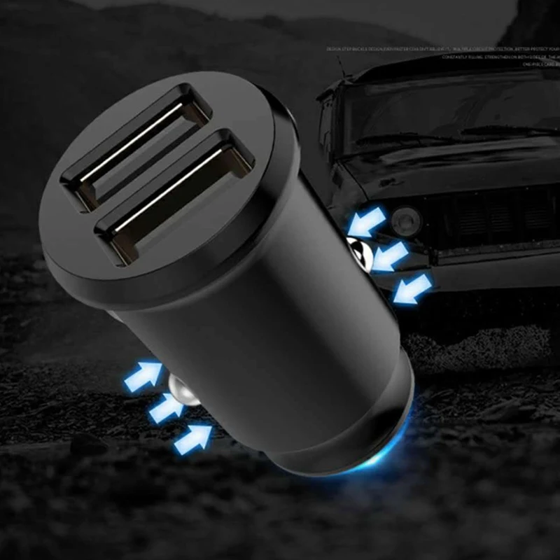 Автомобильное мини зарядное устройство с двумя USB портами для телефона 5 В 3 1 А