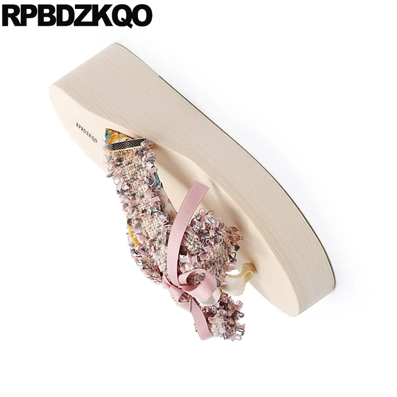 Flatforms лук-узел широкая спортивная женская обувь платформе дизайнер танкетке