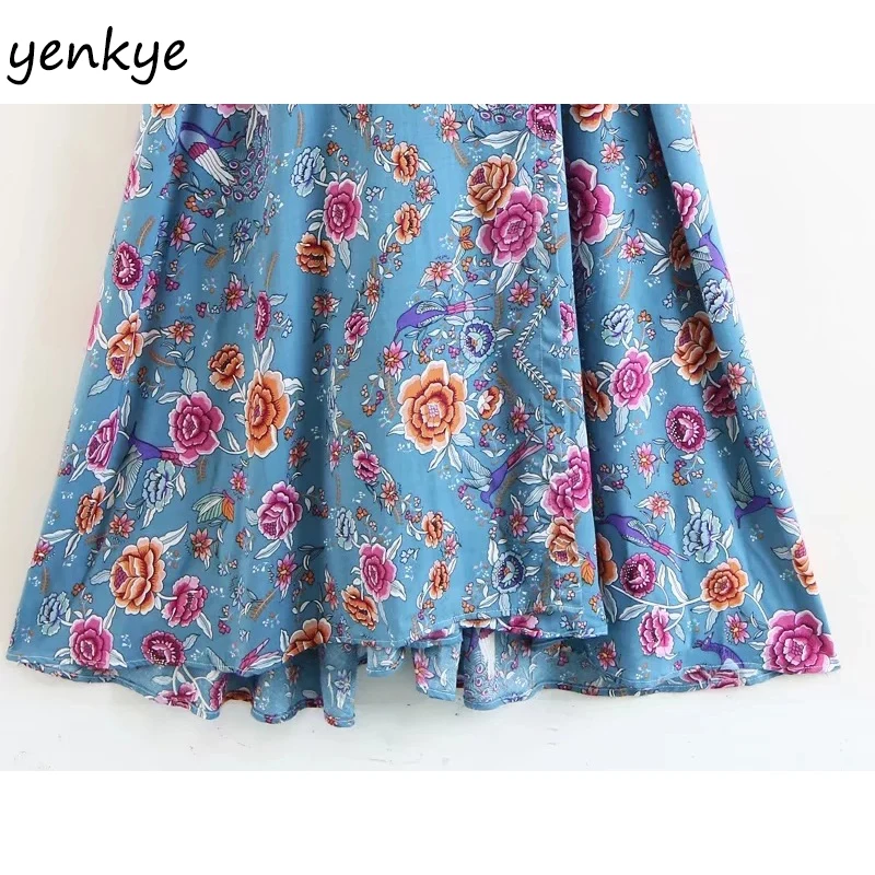 Boho 2018 Для женщин Винтаж с цветочным принтом праздничные Пляжное длинное платье