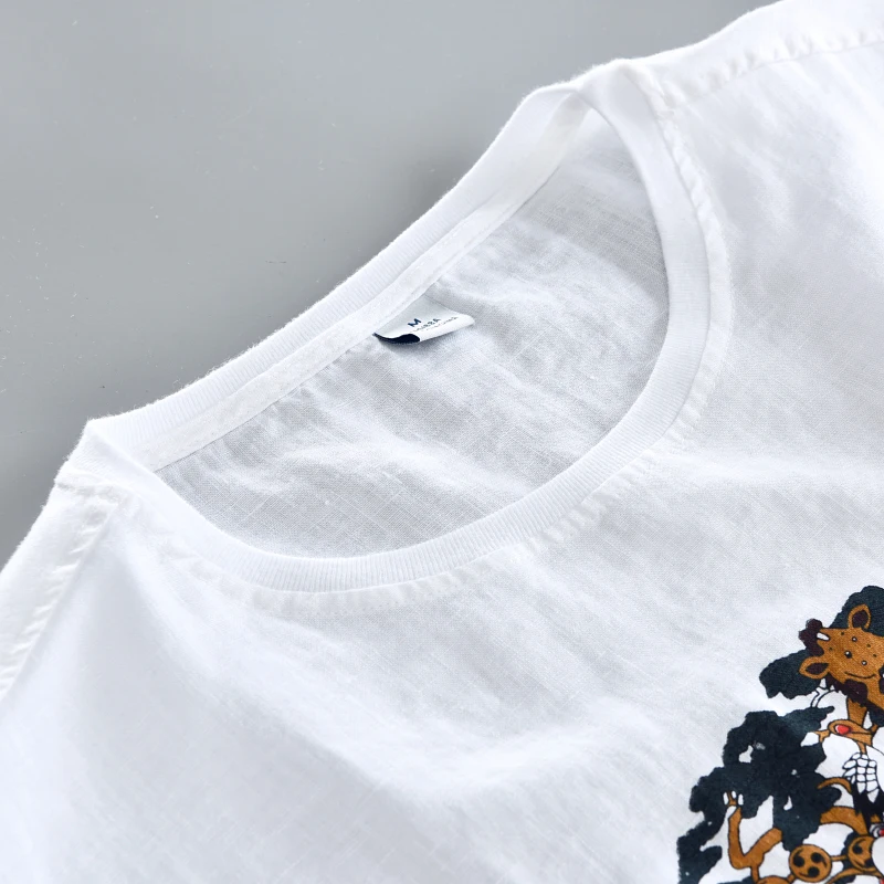 Новое поступление 2017 футболка из чистого льна в итальянском стиле мужская летняя