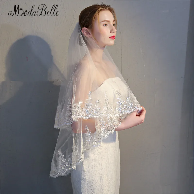 Modabelle женские короткие тюлевые Свадебные вуали белого цвета и слоновой кости с