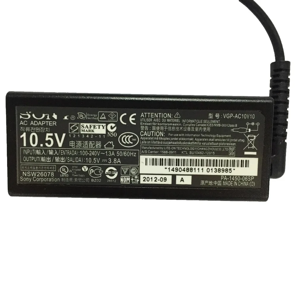 10 5 V 3.8A 40w 4 8x1 7 новый оригинальный адаптер переменного тока для ноутбука Sony Vaio DUO10