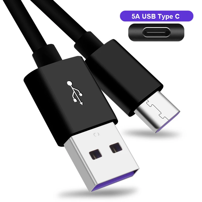 Black USB C для huawei Super Charge 5A Быстрый usb type C кабель для Xiaomi Redmi K20 Note 7 Быстрая зарядка 3,0 кабель type-C для samsung S9 - Цвет: Black