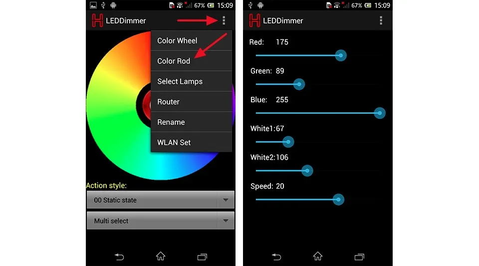Rgbww полоса WiFi контроллер, rgb контроллер, связь с Android телефон через WLAN в dim, выход 5 каналов RGBWW данных